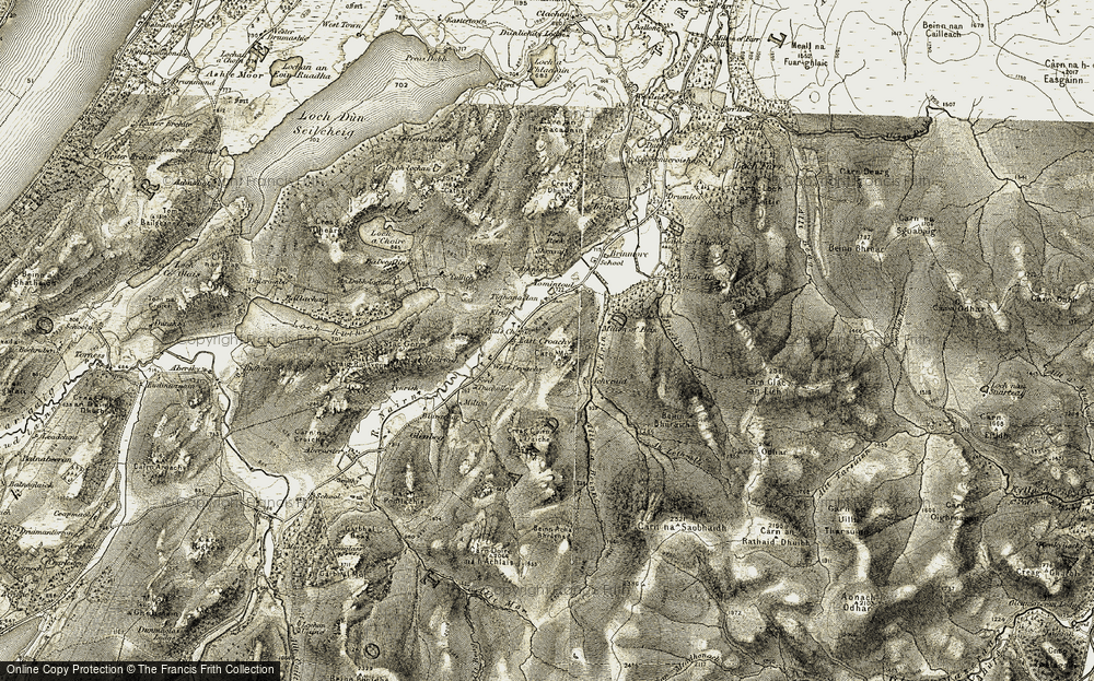 Old Map of Historic Map covering Allt na Beinne in 1908-1912