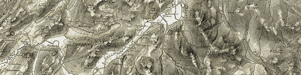 Old map of Achneim in 1908-1912