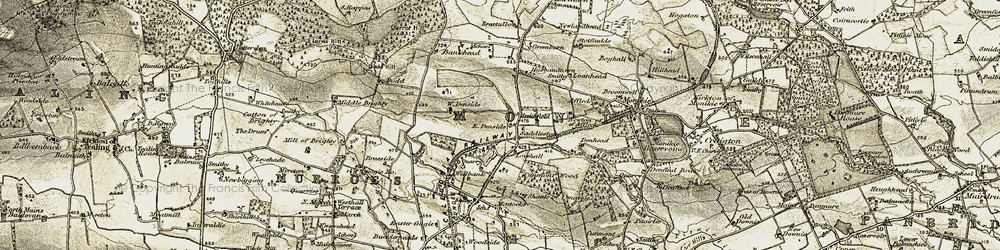 Old map of East Denside in 1907-1908