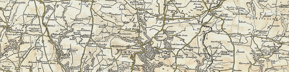 Old map of East Down in 1900