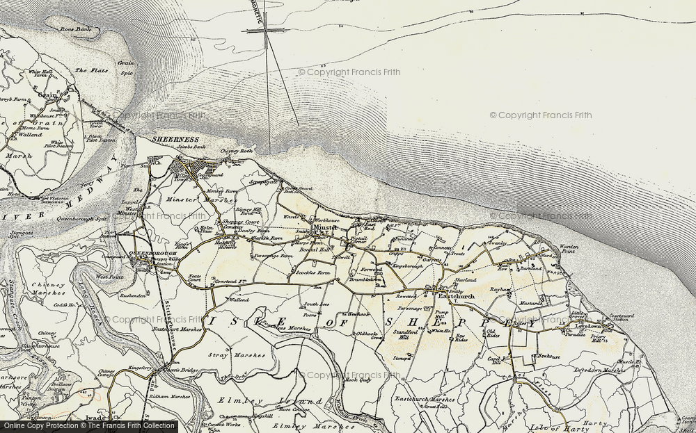 Old Map of Historic Map covering Brambledown in 1897-1898