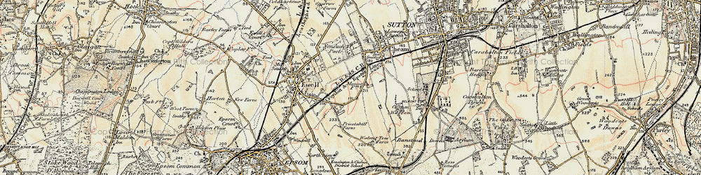 Old map of East Ewell in 1897-1909