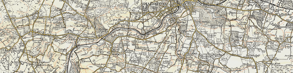 Old map of East Farleigh in 1897-1898