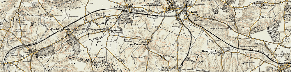 Old map of East Farndon in 1901-1902