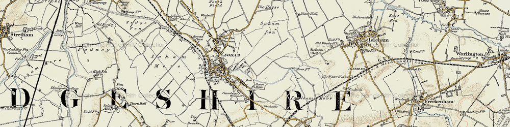 Old map of East Fen Common in 1901