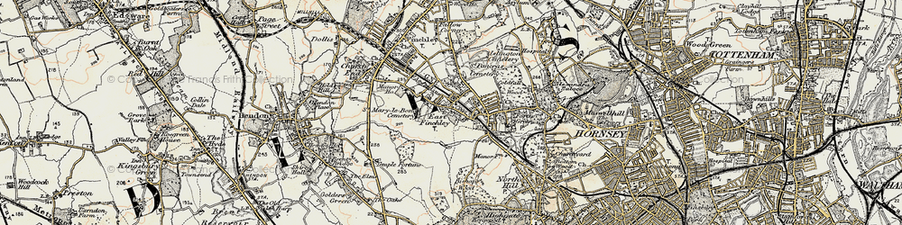 Old map of East Finchley in 1897-1898
