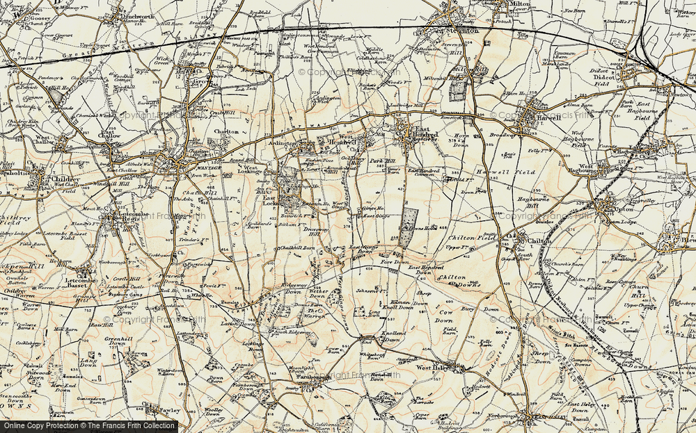 Old Map of Historic Map covering Betterton Down in 1897-1899