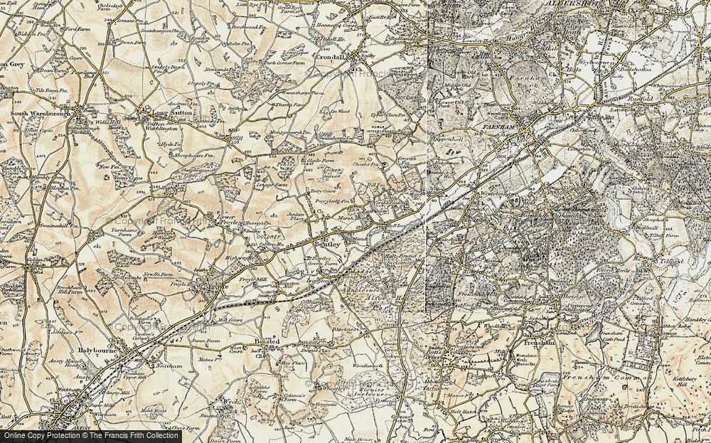 Old Map of Historic Map covering Bentley Sta in 1897-1909