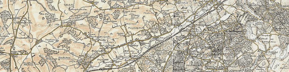Old map of Bentley Sta in 1897-1909