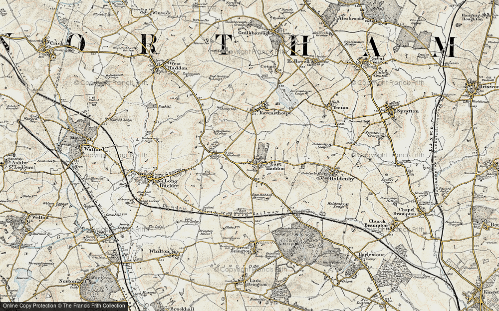 Old Map of Historic Map covering Buckby Folly in 1901