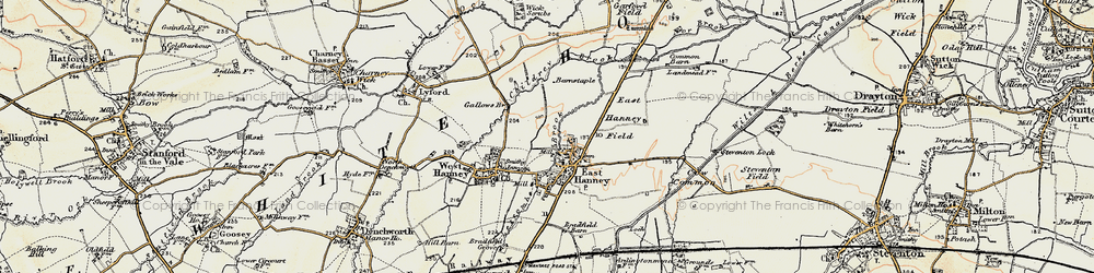 Old map of East Hanney in 1897-1899