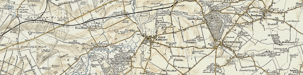 Old map of East Harling in 1901