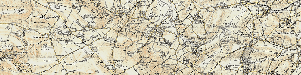 Old map of East Harptree in 1899