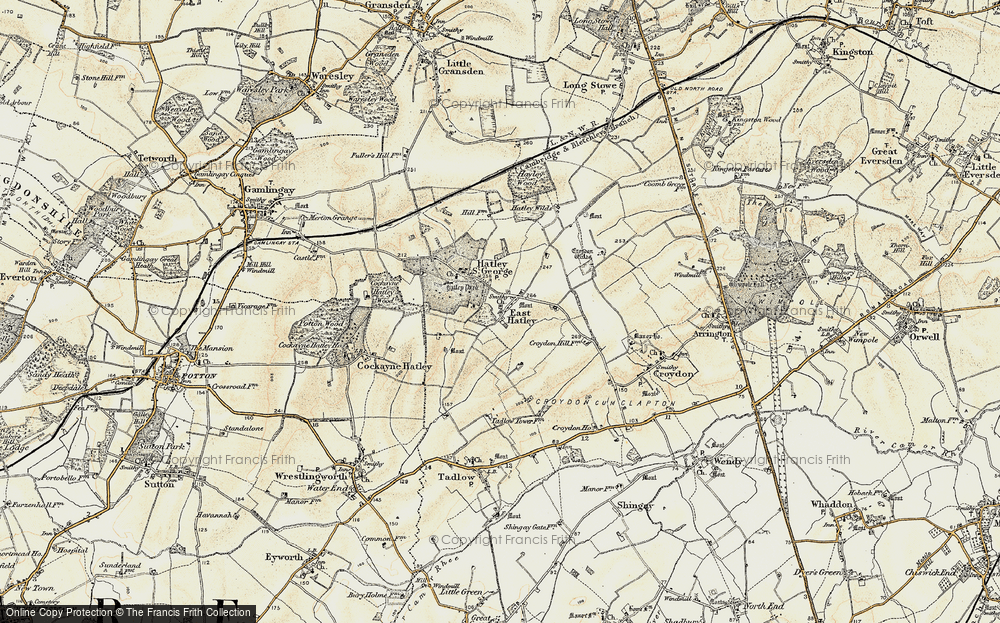 Old Map of East Hatley, 1898-1901 in 1898-1901