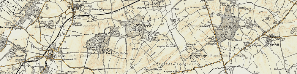 Old map of East Hatley in 1898-1901