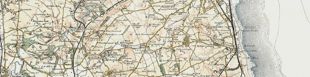 Old map of East Herrington in 1901-1904