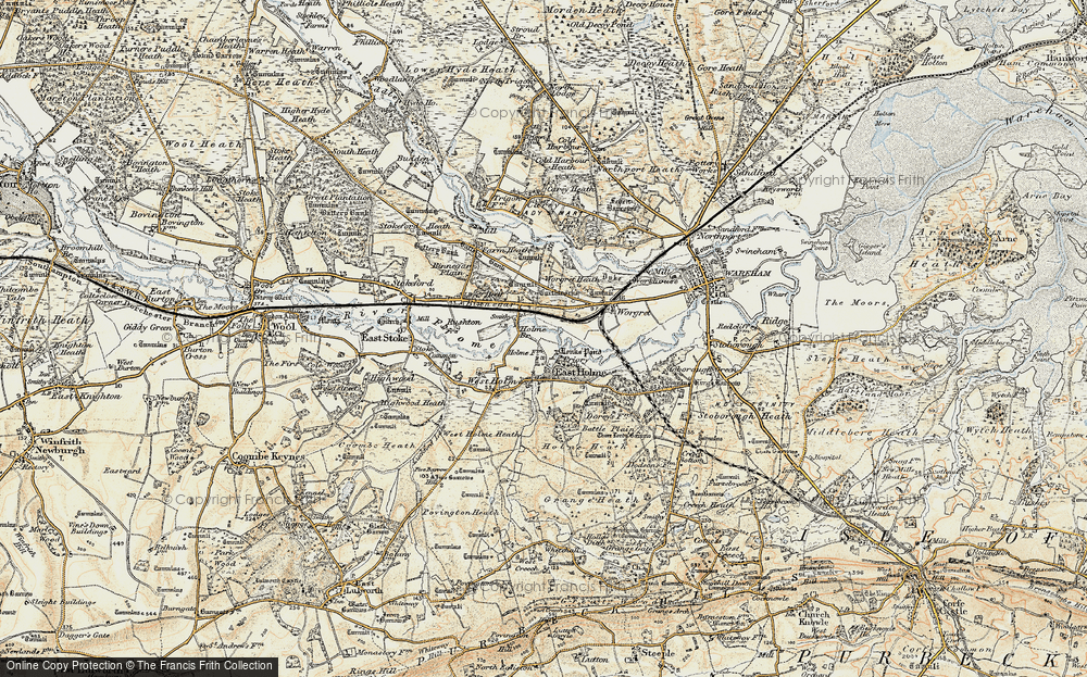 Old Map of Historic Map covering Worgret Heath in 1899-1909