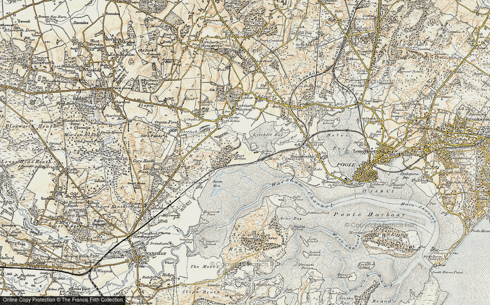 Old Map of Historic Map covering Holton Heath Station in 1899-1909