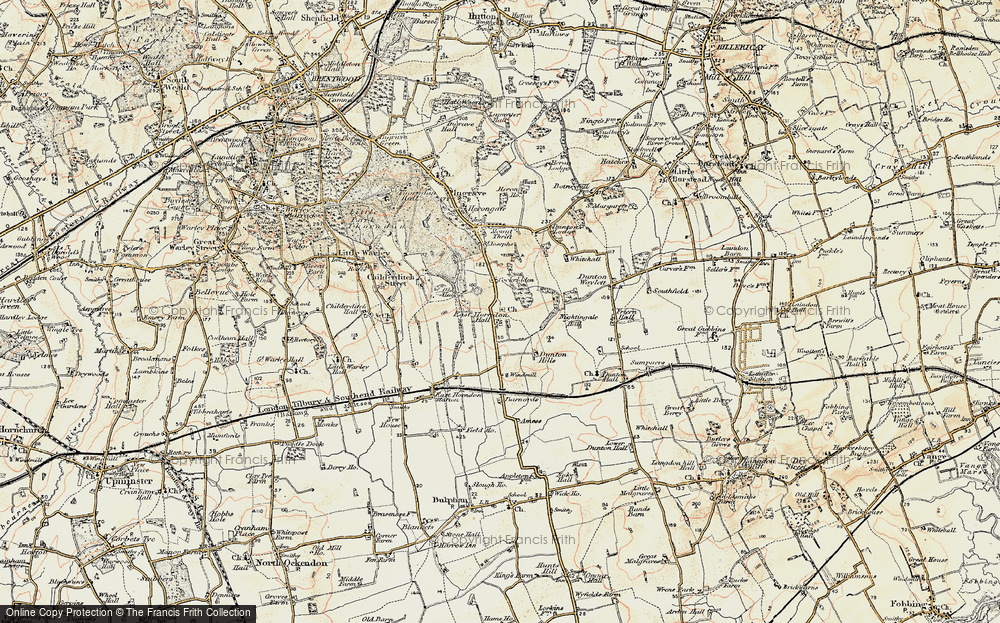 Old Map of East Horndon, 1898 in 1898