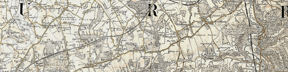 Old map of East Horsley in 1898-1909
