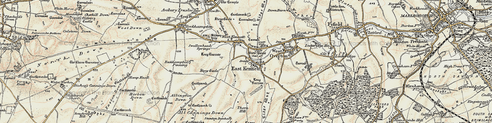 Old map of East Kennett in 1897-1899
