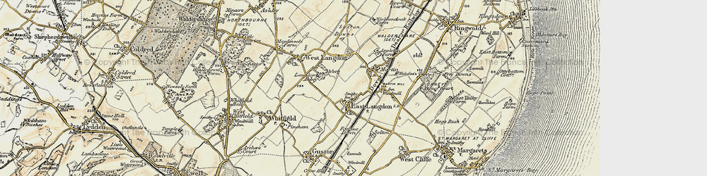 Old map of East Langdon in 1898-1899