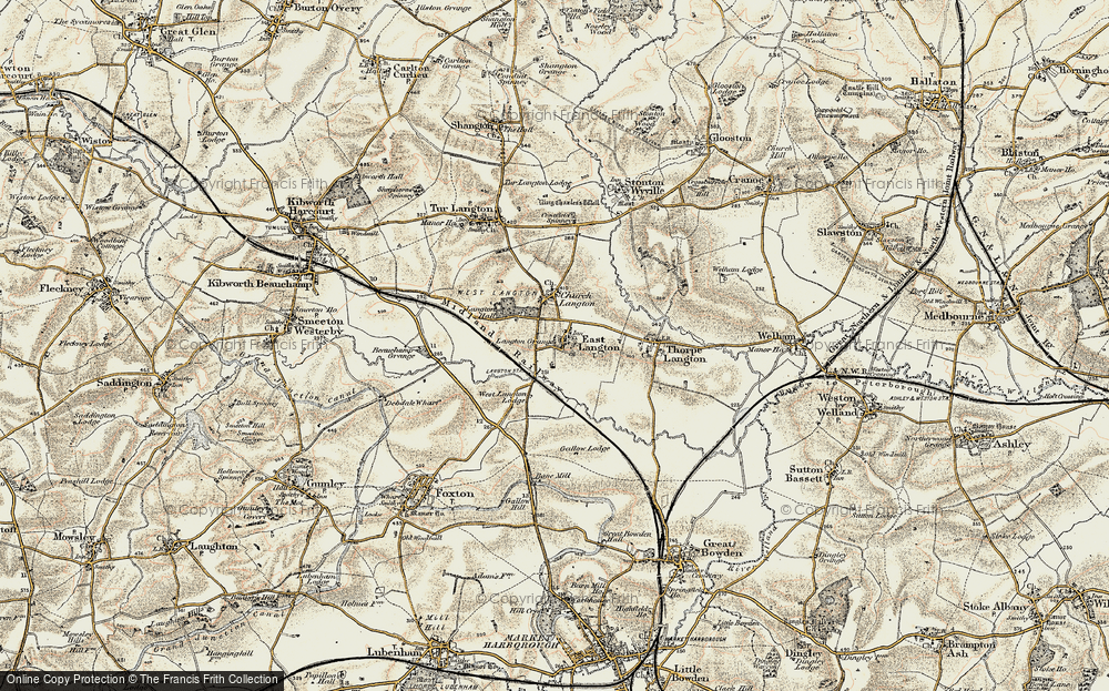 Old Map of East Langton, 1901-1902 in 1901-1902