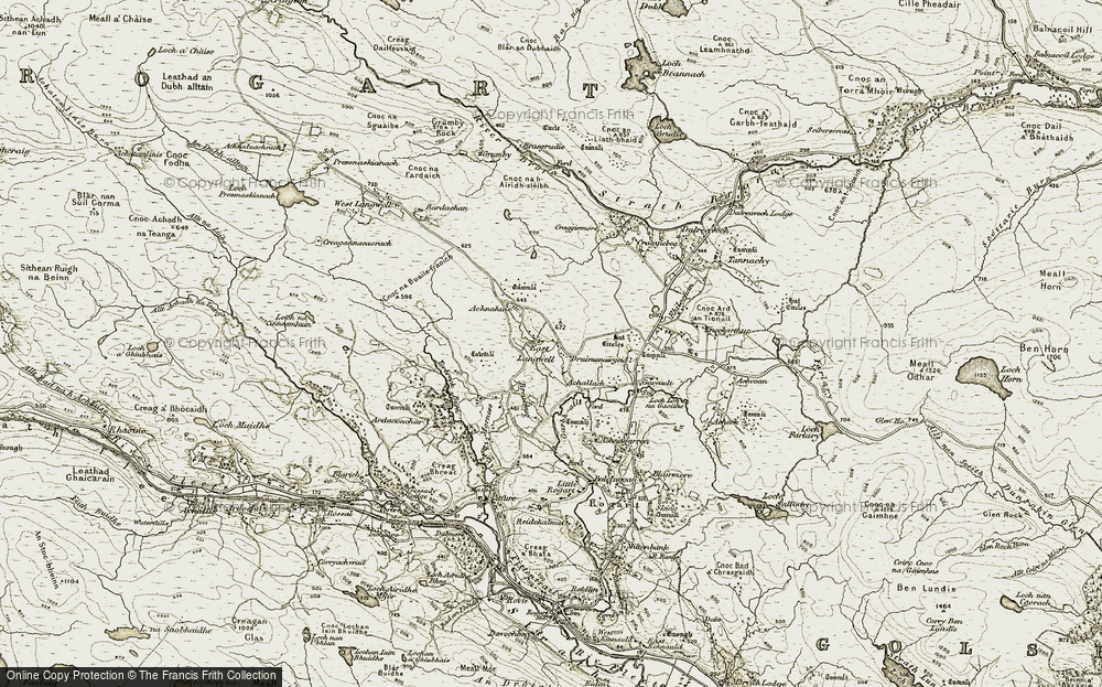 Old Map of Historic Map covering Achallach in 1910-1912