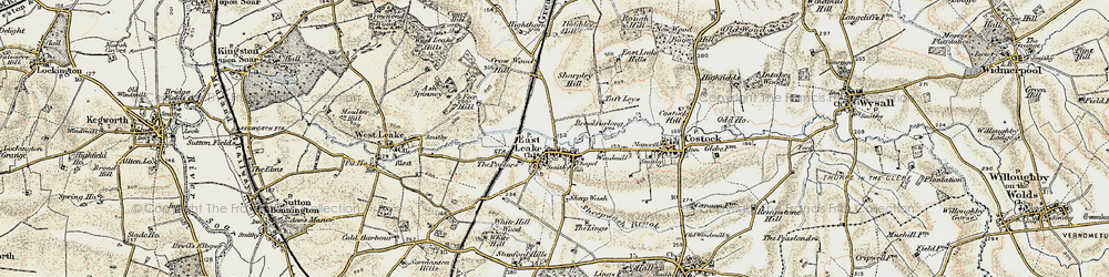 Old map of East Leake in 1902-1903