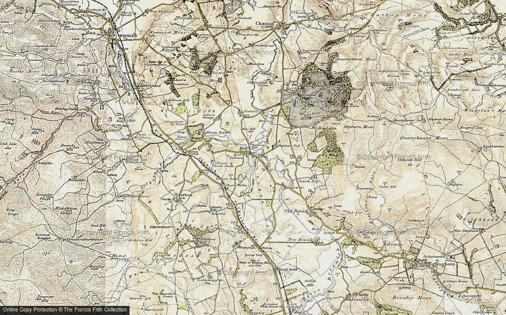 Old Map of Historic Map covering Bewick Br in 1901-1903