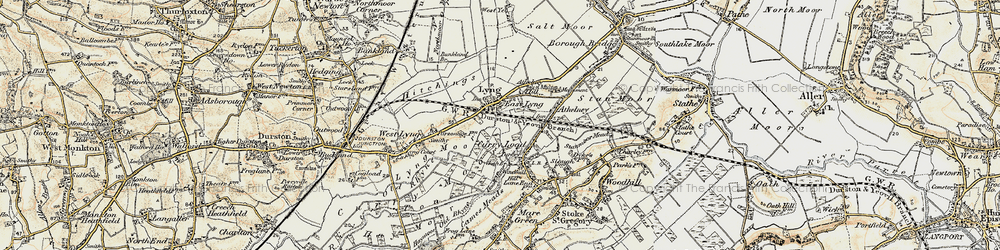 Old map of East Lyng in 1898-1900
