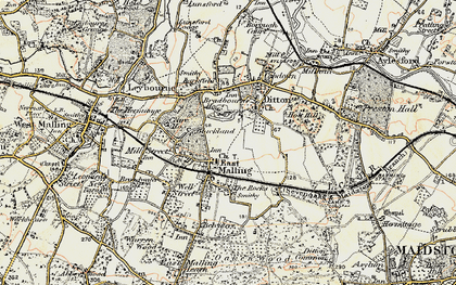 Old map of Bradbourne Ho in 1897-1898