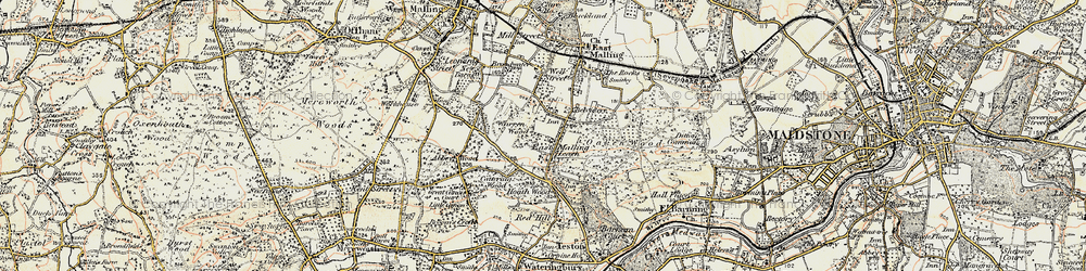 Old map of East Malling Heath in 1897-1898