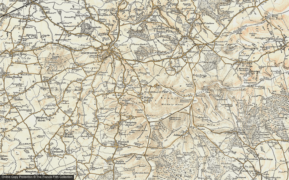 Old Map of Historic Map covering Zig-Zag Hill in 1897-1909