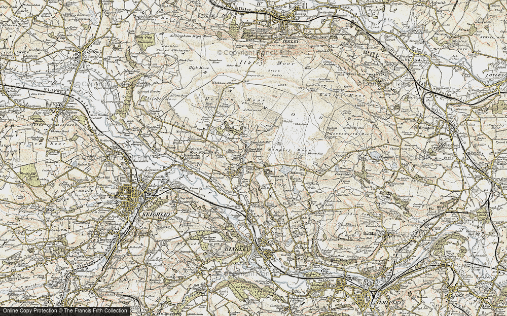 Old Map of Historic Map covering Bingley Moor in 1903-1904