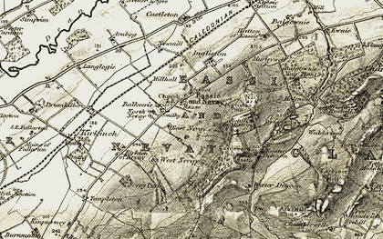 Old map of East Nevay in 1907-1908