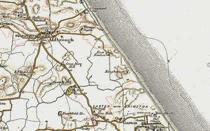 Old map of East Newton in 1903-1908