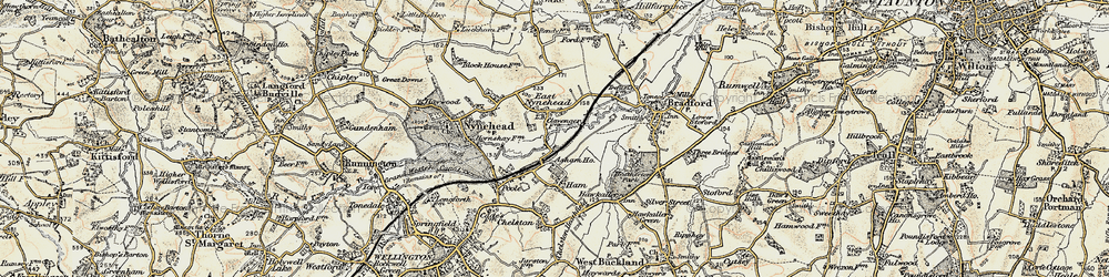 Old map of East Nynehead in 1898-1900