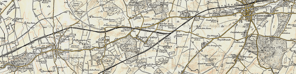 Old map of East Oakley in 1897-1900