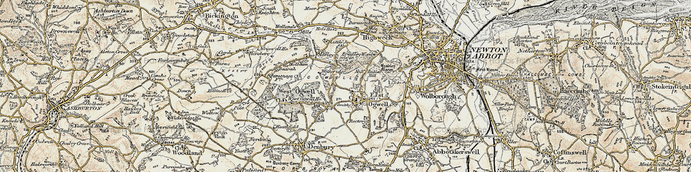 Old map of East Ogwell in 1899