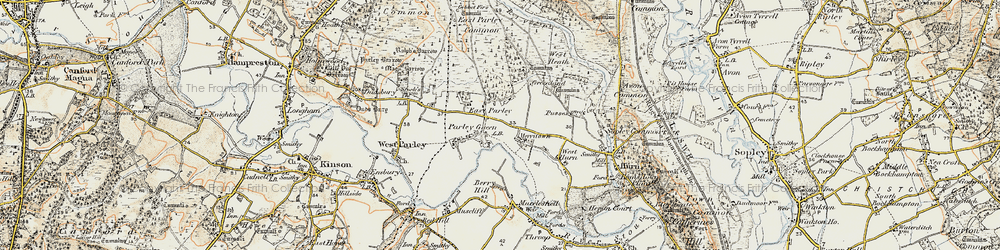 Old map of East Parley in 1897-1909