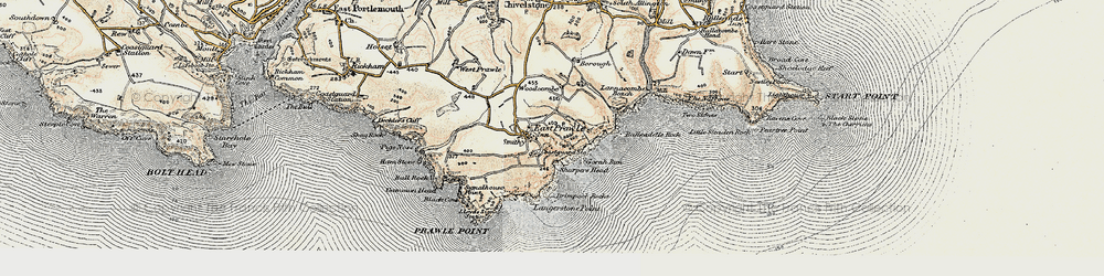 Old map of Lannacombe Bay in 1899