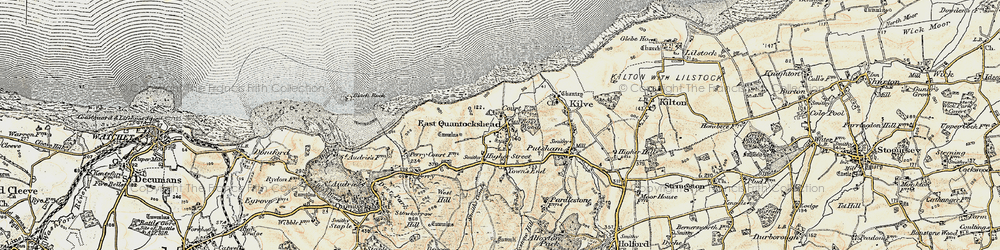 Old map of East Quantoxhead in 1898-1900