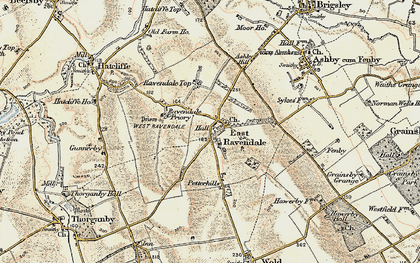Old map of East Ravendale in 1903-1908