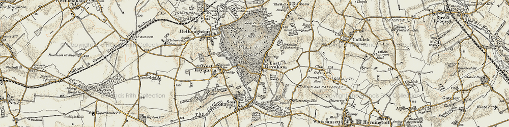 Old map of East Raynham in 1901-1902