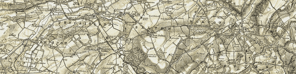 Old map of East Saltoun in 1903-1904