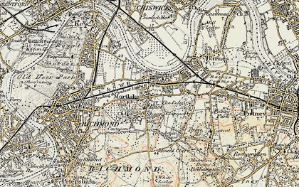 Old map of East Sheen in 1897-1909