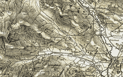 Old map of Bogrie Burn in 1904-1905