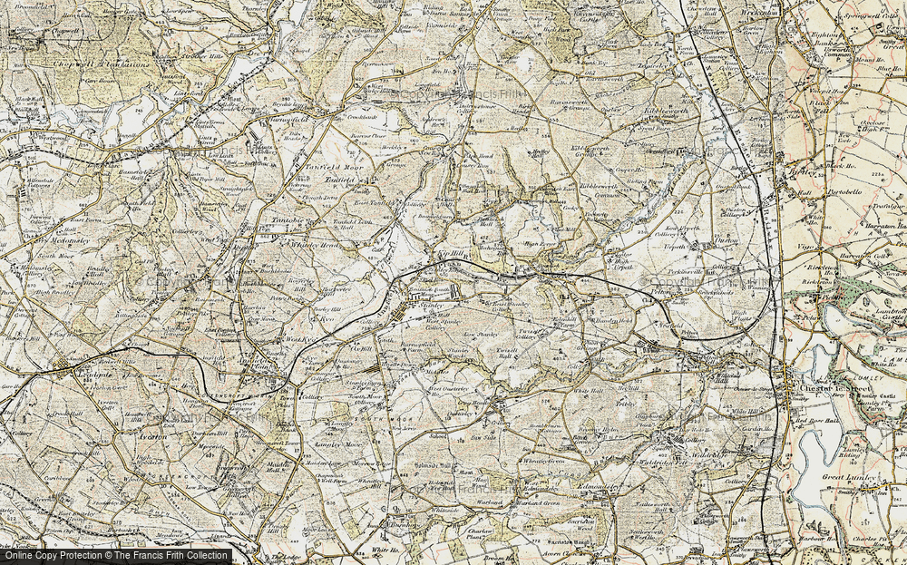 Old Map of Historic Map covering Beamish Burn in 1901-1904