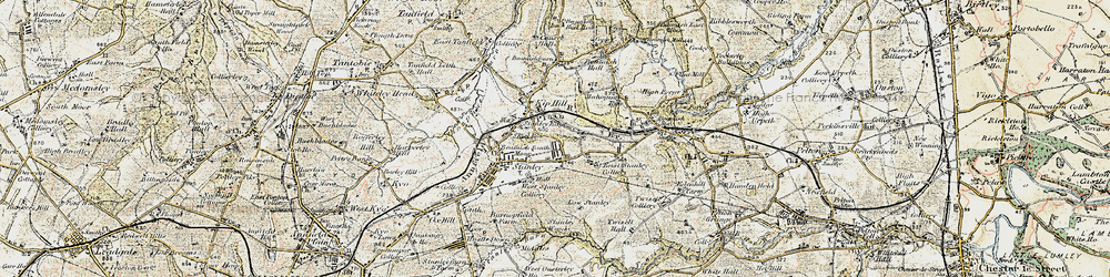Old map of East Stanley in 1901-1904